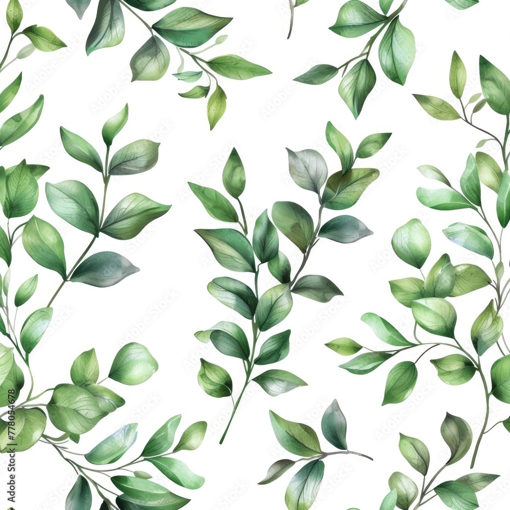 Leaves Sprigs Twigs Leafage Stem Branch, Watercolor Style, Background For Banner, HD