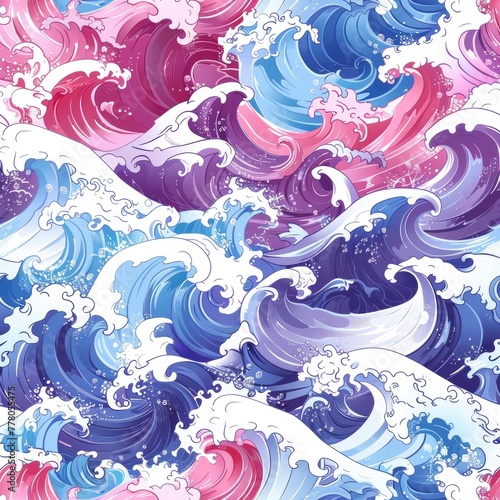 Seamless Waves Lines, Watercolor Style, Background For Banner, HD