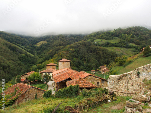 Wallpaper Mural View of the mountain village of Bandujo. Proaza, Asturias, Spain. Torontodigital.ca