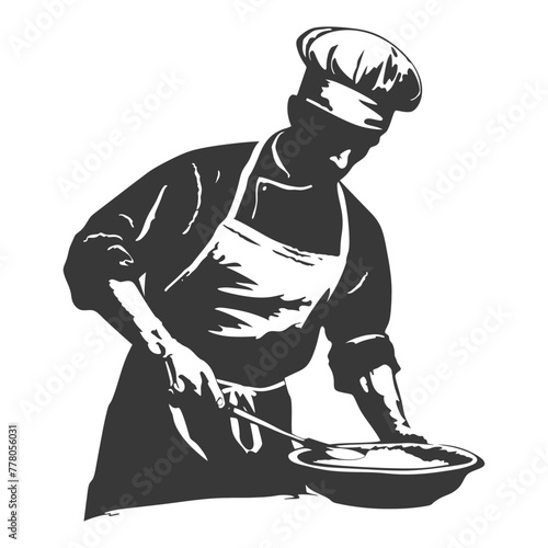 Silhouette baker in action full body black color only