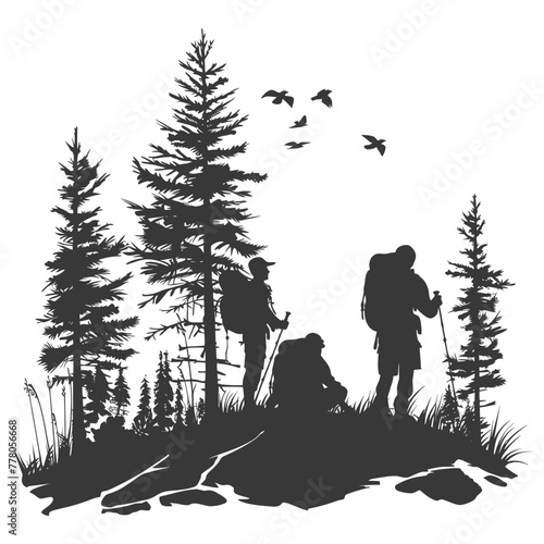 Silhouette camp activity in nature full body black color only #778056668