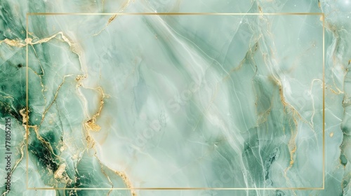  Luxury Light Green Marble Background With Gold Fancy Frame Border