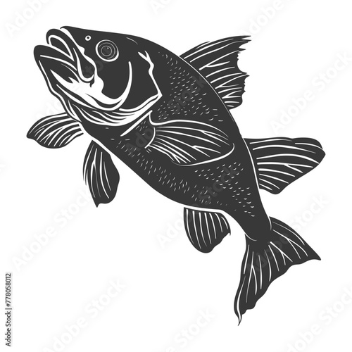 Silhouette Cod Fish animal black color only