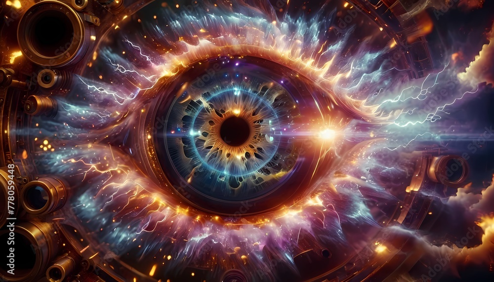 Generative AI. a close up of an eye. The eye has a lot of detail, is surrounded by a lot of gears and. The gears and cogs are made of a gold color metal.
Generative AI. a close up of an eye. The eye has a lot of detail, is surrounded by a lot of gears and. The gears and cogs are made of a gold color metal.