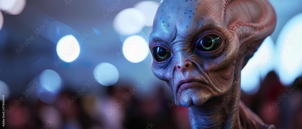 Alien educator in human school teaching advanced mathematical concepts through interactive holographic simulations