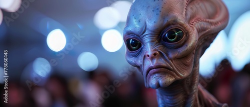 Obraz na płótnie Alien educator in human school teaching advanced mathematical concepts through interactive holographic simulations w salonie