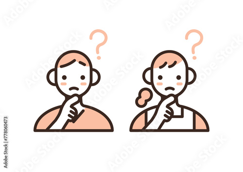美容業界で働く人のイラスト 疑問 謎 考えている