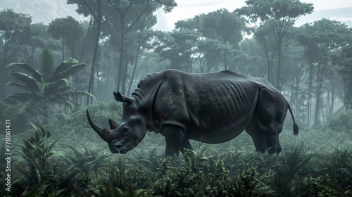Black Rhinoceros Rainforest © Jiraphiphat