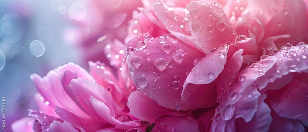 In the open sky, A few peony with a few little water drops on them In the open sky, A few peony with a few little water drops on them