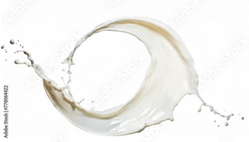 milk splash splash in circle shape isolated on white background