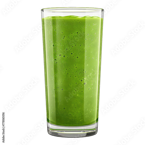 Glass of fresh green smoothie isolated on transparent background