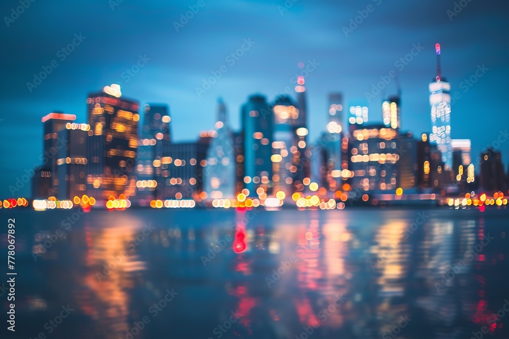 Sharpened blur of nightlife background in the skyline. Generative Ai