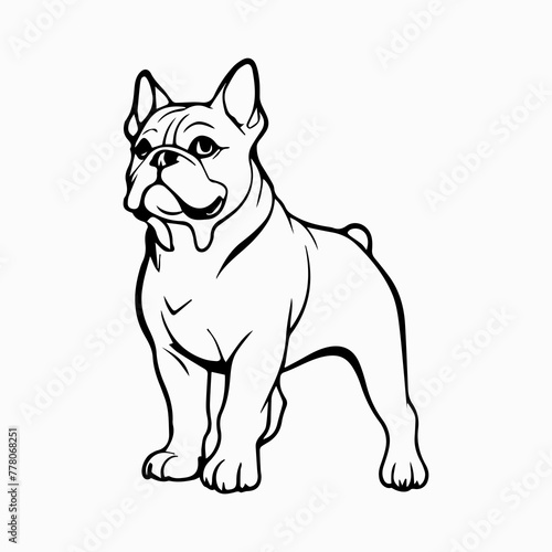 Bulldog Dog breed vector image Isolated black silhouette on white background Cute line art illustration 
