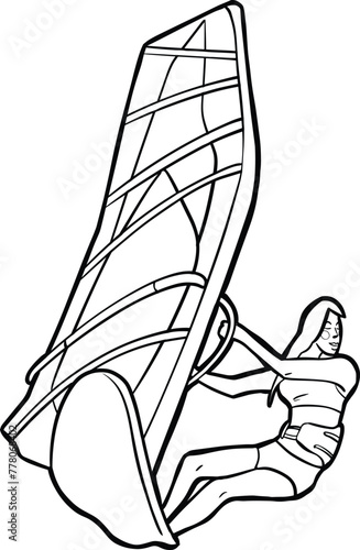 windsurfer girl water sport activity