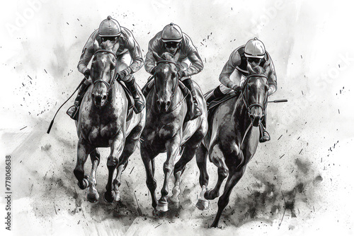 Horse racing illustrations drawing background