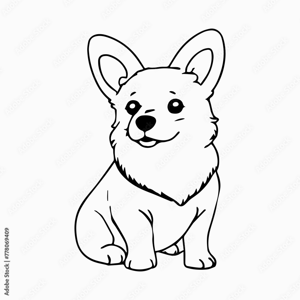 Corgi Dog breed vector image Isolated black silhouette on white background Cute line art illustration
Corgi Dog breed vector image Isolated black silhouette on white background Cute line art illustration