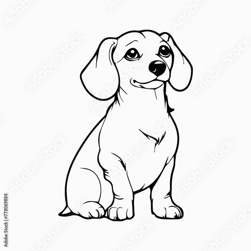 Dachshund Dog breed vector image Isolated black silhouette on white background Cute line art illustration  