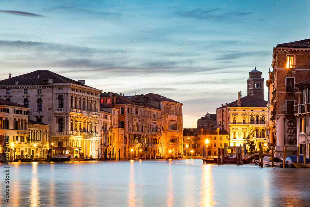 Venice cityscape with Grand Canal waterway, Venetian architecture colorful buildings