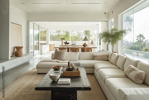Minimalist Interior Featuring a Serene Living Room with Timeless Elegance