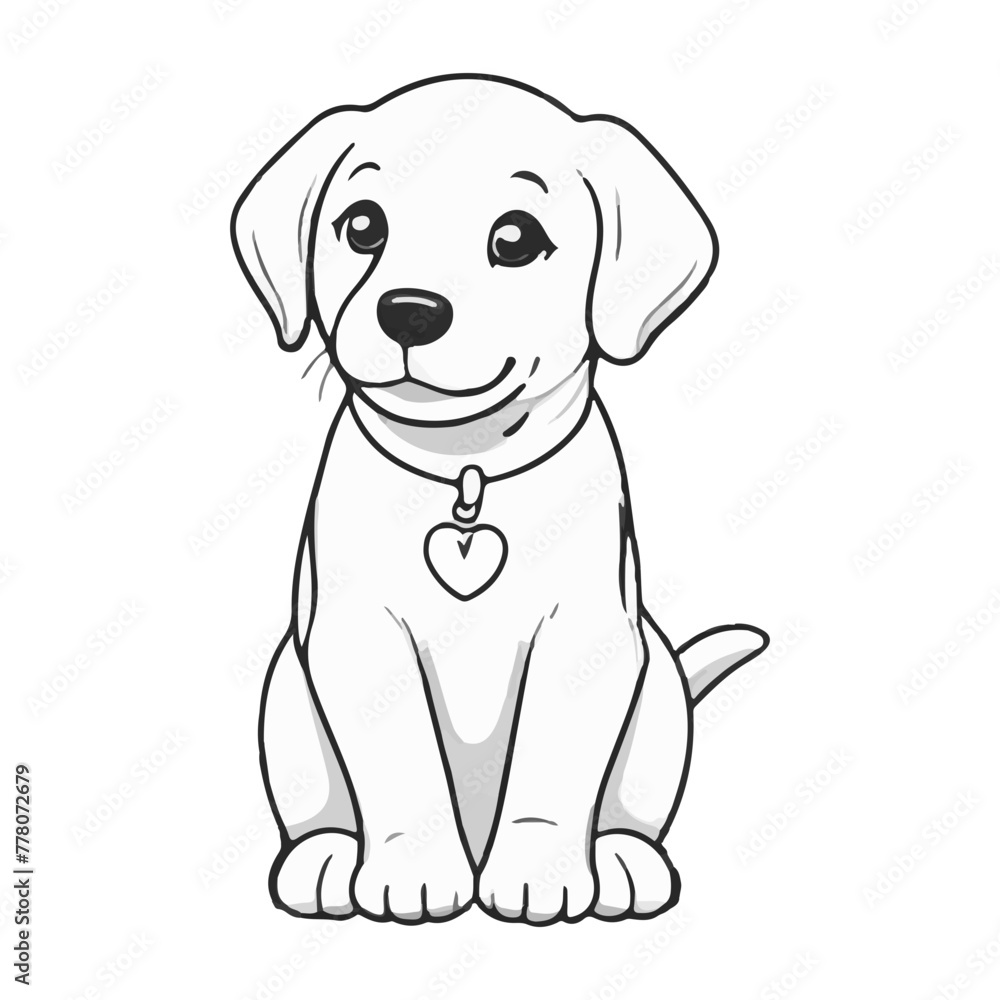 Labrador Dog breed vector image Isolated black silhouette on white background Cute line art illustration
Labrador Dog breed vector image Isolated black silhouette on white background Cute line art illustration