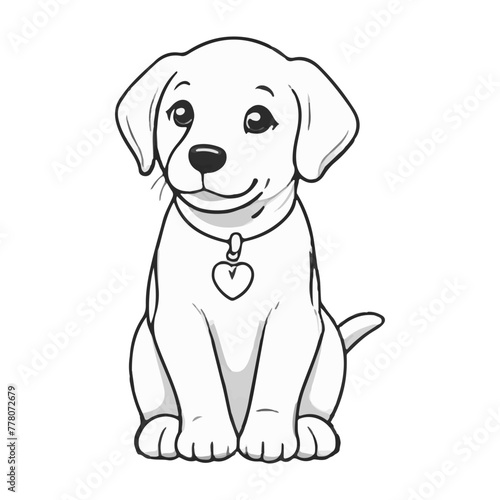 Labrador Dog breed vector image Isolated black silhouette on white background Cute line art illustration  