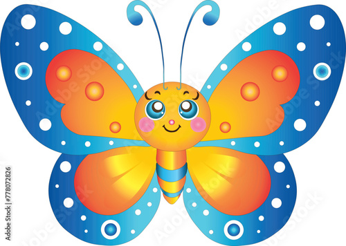 Bright, cheerful butterfly illustration in vector format, designed with kids in mind, radiating joy and color