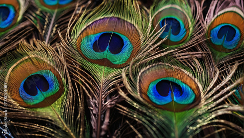 Close-Up of Colorful Peacock Feathers