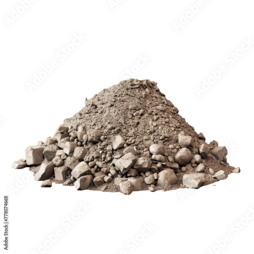 A heap of stones and pebbles on a transparent backdrop