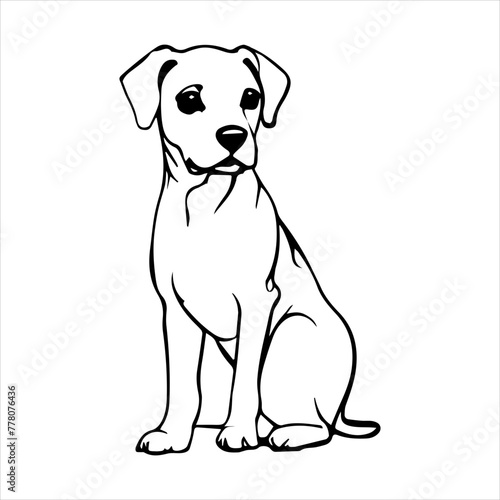 Rhodesian Ridgeback Dog breed vector image Isolated black silhouette on white background Cute line art illustration  