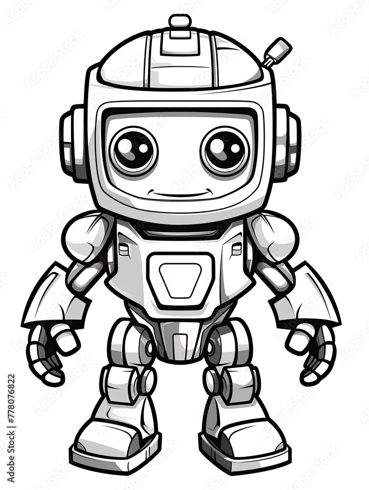 Coloring page for kids, robot