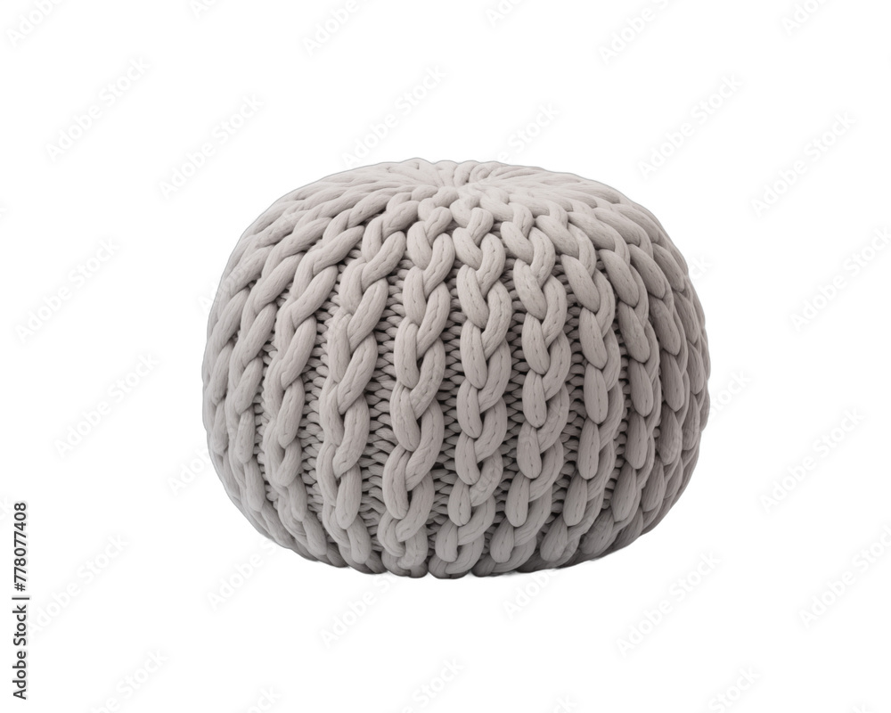 Gray knitted pouf made of thick yarn Handmade home decor Gray knitted pouf made of thick yarn Handmade home decor