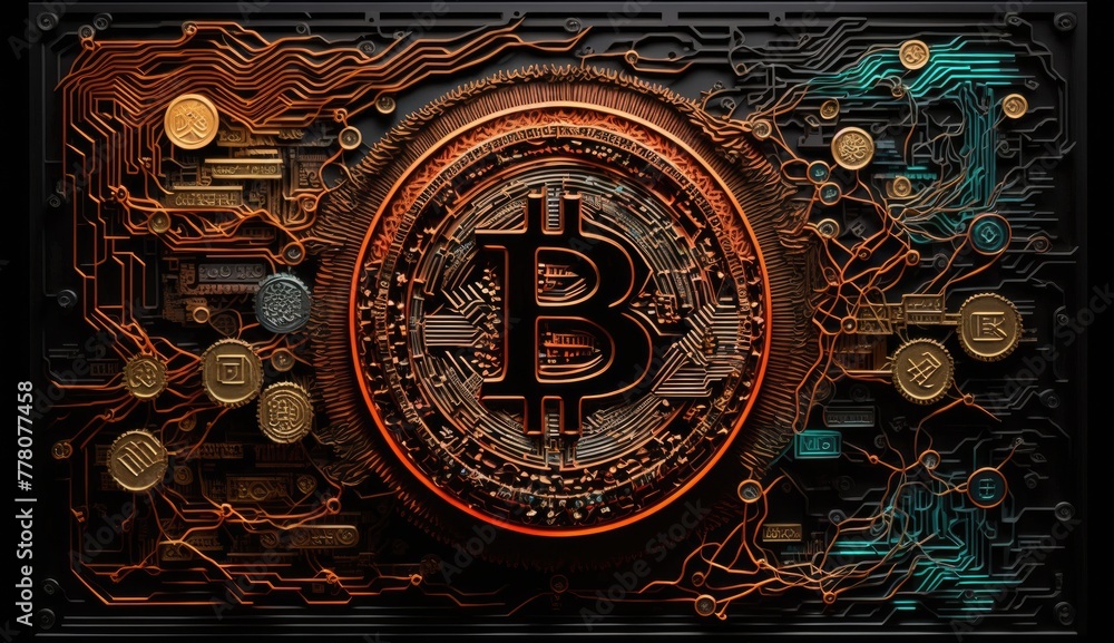 Bitcoin surreal design abstract poster surrealism