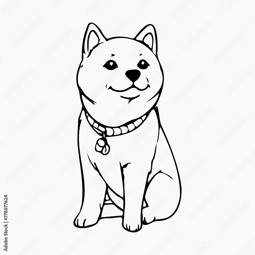 Shiba Inu Dog breed vector image Isolated black silhouette on white background Cute line art illustration
Shiba Inu Dog breed vector image Isolated black silhouette on white background Cute line art illustration