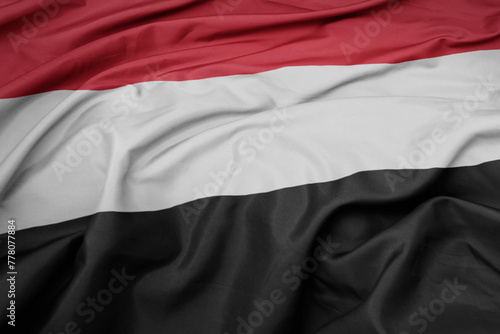 waving colorful national flag of yemen.