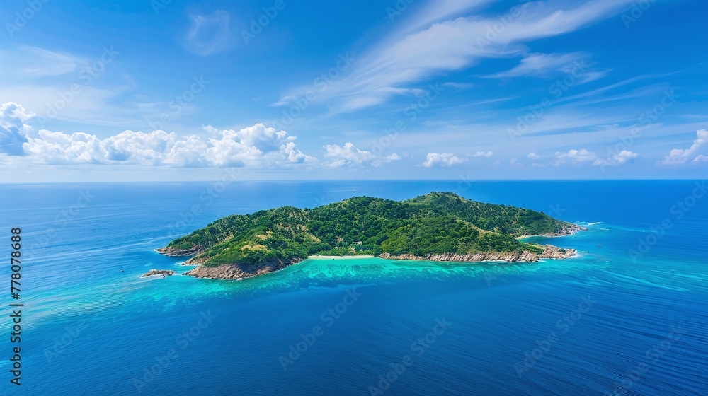 Fototapeta premium Bird's eye view of a tropical island