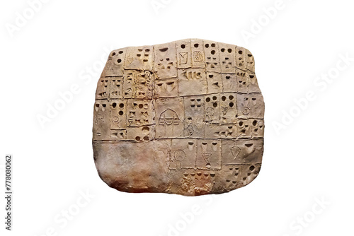 Cuadro en lienzo Sumerian clay tablet isolated on whit background