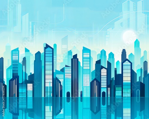 A modern interpretation of a city skyline using clean lines and negative space  abstract    background