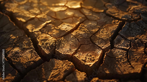 dry cracked soil with sunlight