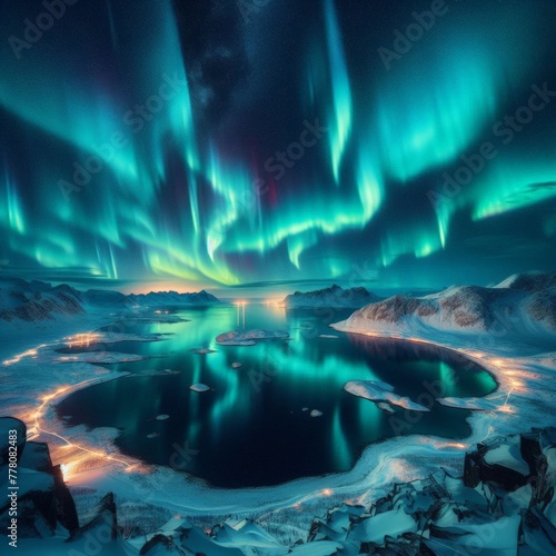 A breathtaking view of the Northern Lights dancing in the Arctic sky © PStyle