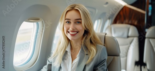 Young woman on plane