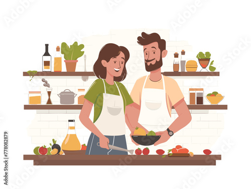 joyous couple embarks on culinary adventure