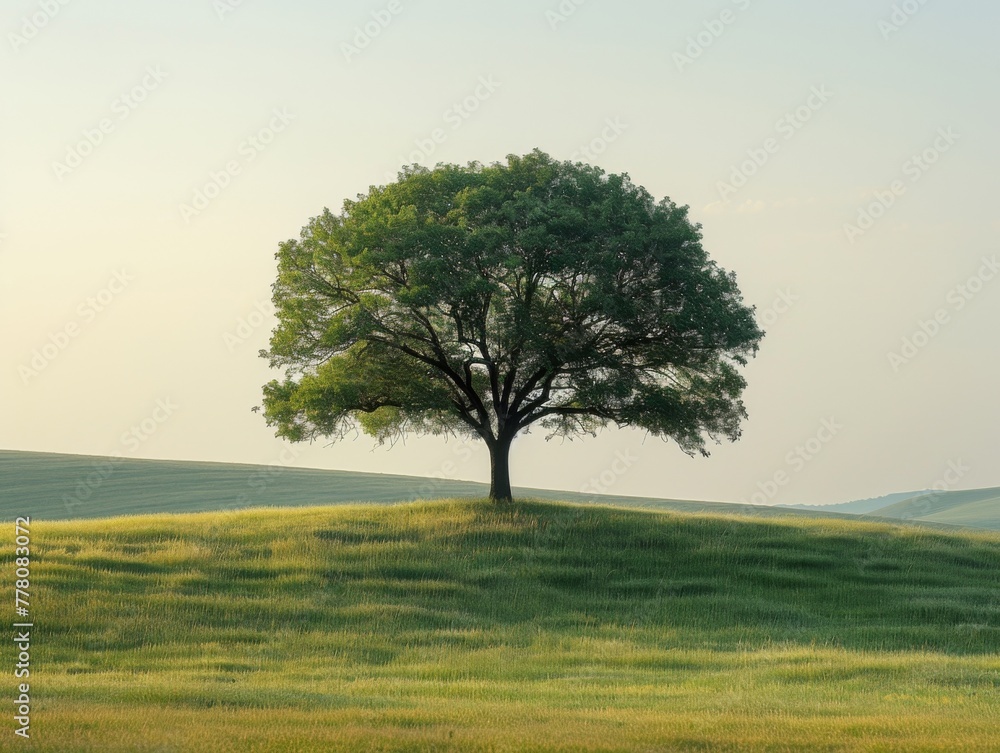 Alone tree on hill in different season, minimalistic photograph . Alone tree on hill in different season, minimalistic photograph .