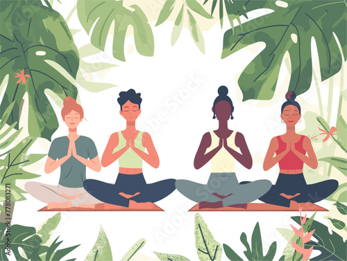 group practicing yoga retreat for mindfullness and relaxation