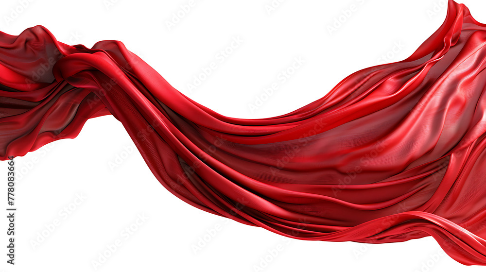 Wavy red fabric for decoration, isolated Wavy red fabric for decoration, isolated