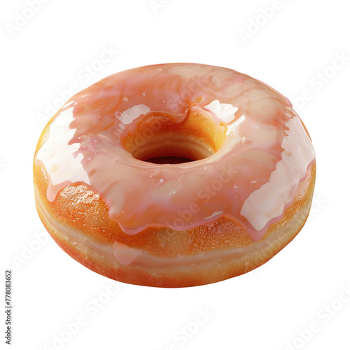 Delicious donut topped with pink glaze
