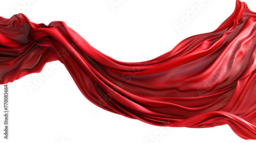 Wavy red fabric for decoration, isolated