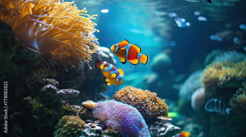 Beautiful underwater world and its inhabitants photo