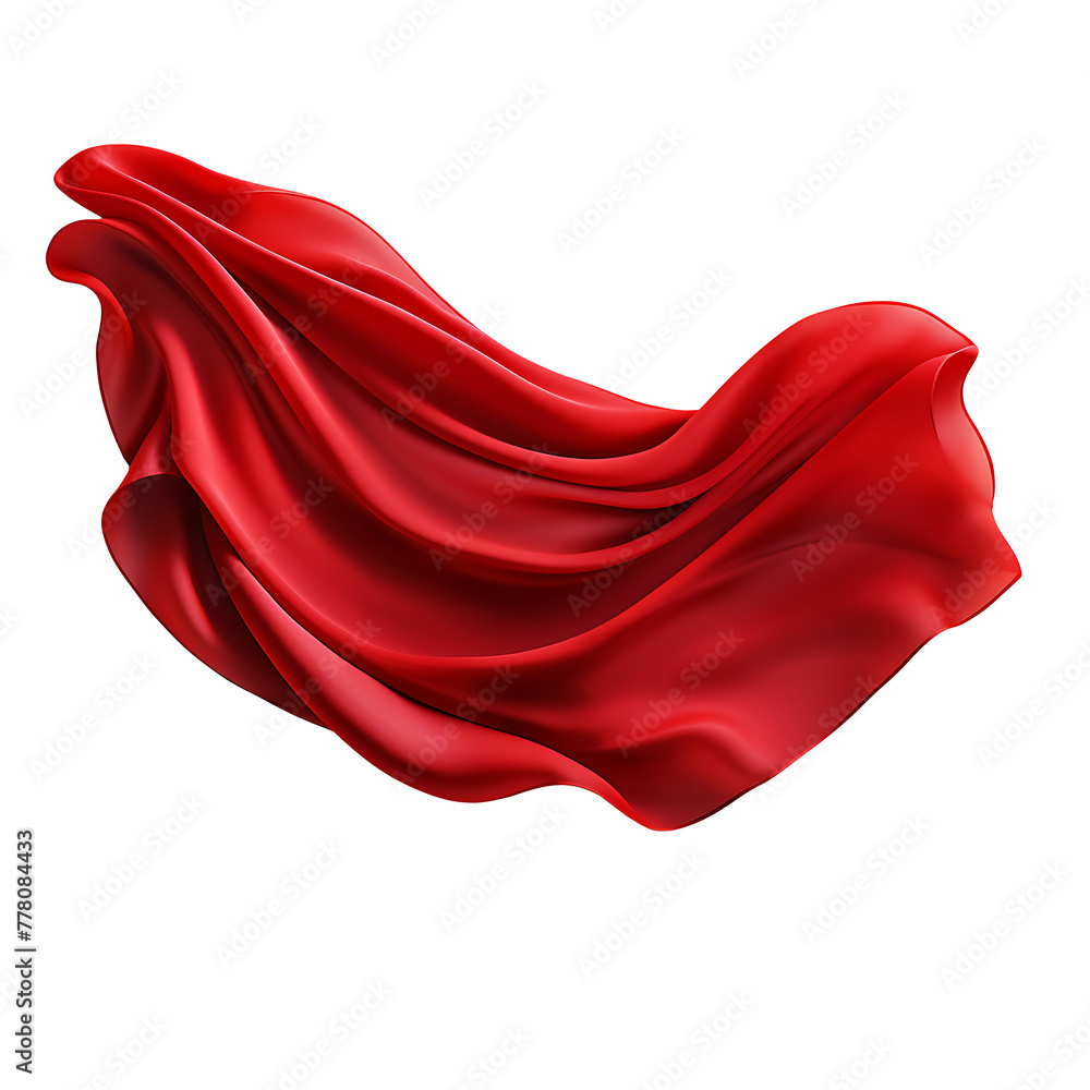 Wavy red fabric for decoration, isolated Wavy red fabric for decoration, isolated