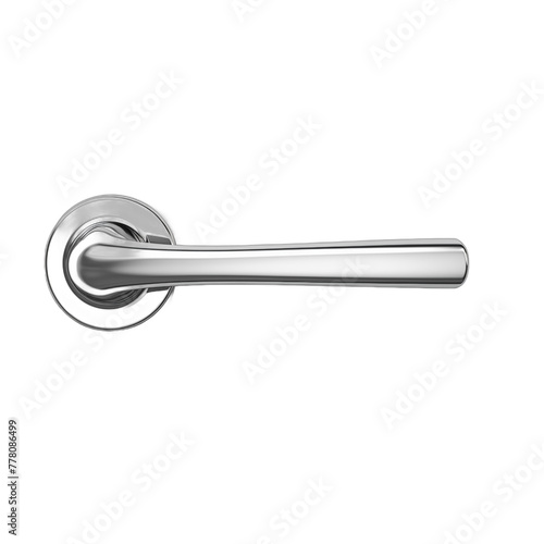 Modern door handle made of metal on a white background 3D illustration