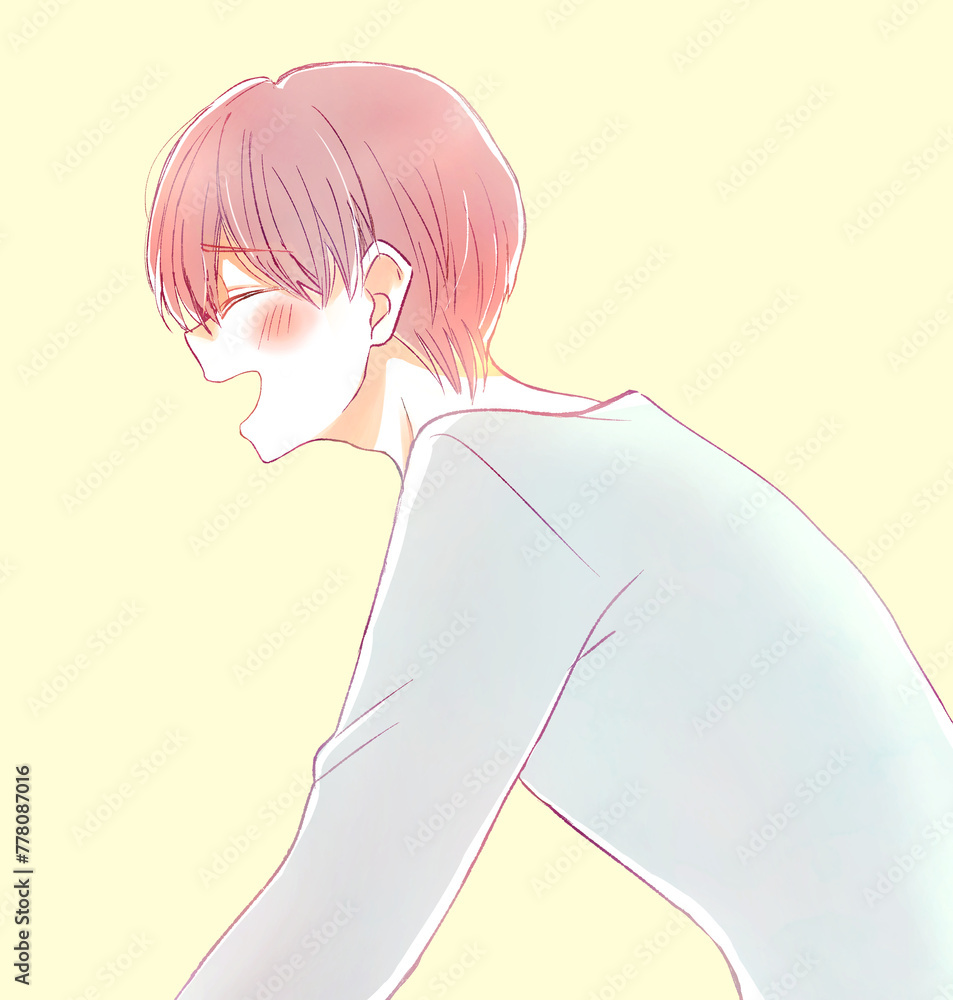 笑顔の男性　横側